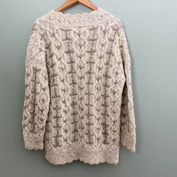 Express Chunky Cable Knit Sweater Handknitted Oversized Womens Small Tan Cozy - Picture 2 of 10